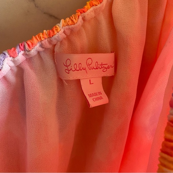 Lilly Pulitzer Emmeline One Shoulder Ruffled Dress Sun Splashed Multi Size Large - Picture 3 of 9